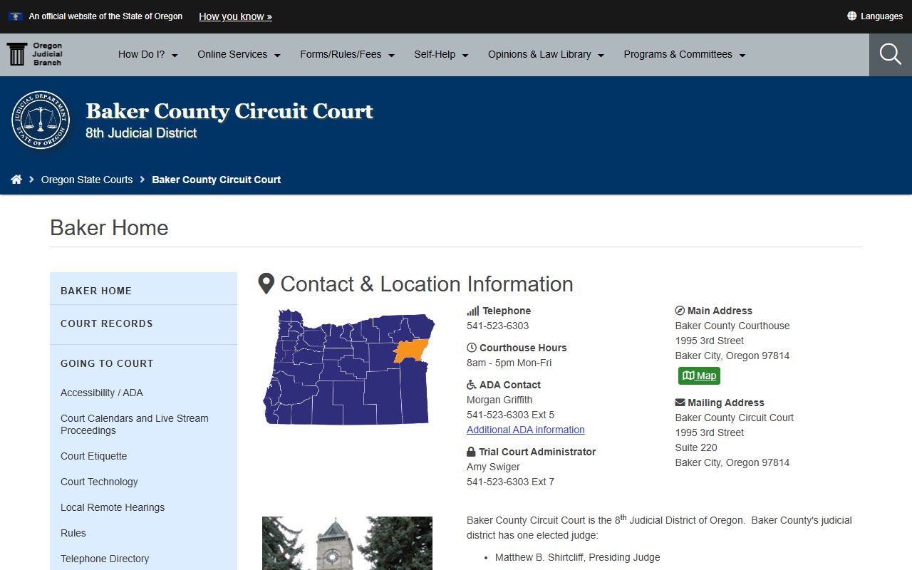 Baker County criminal records court page