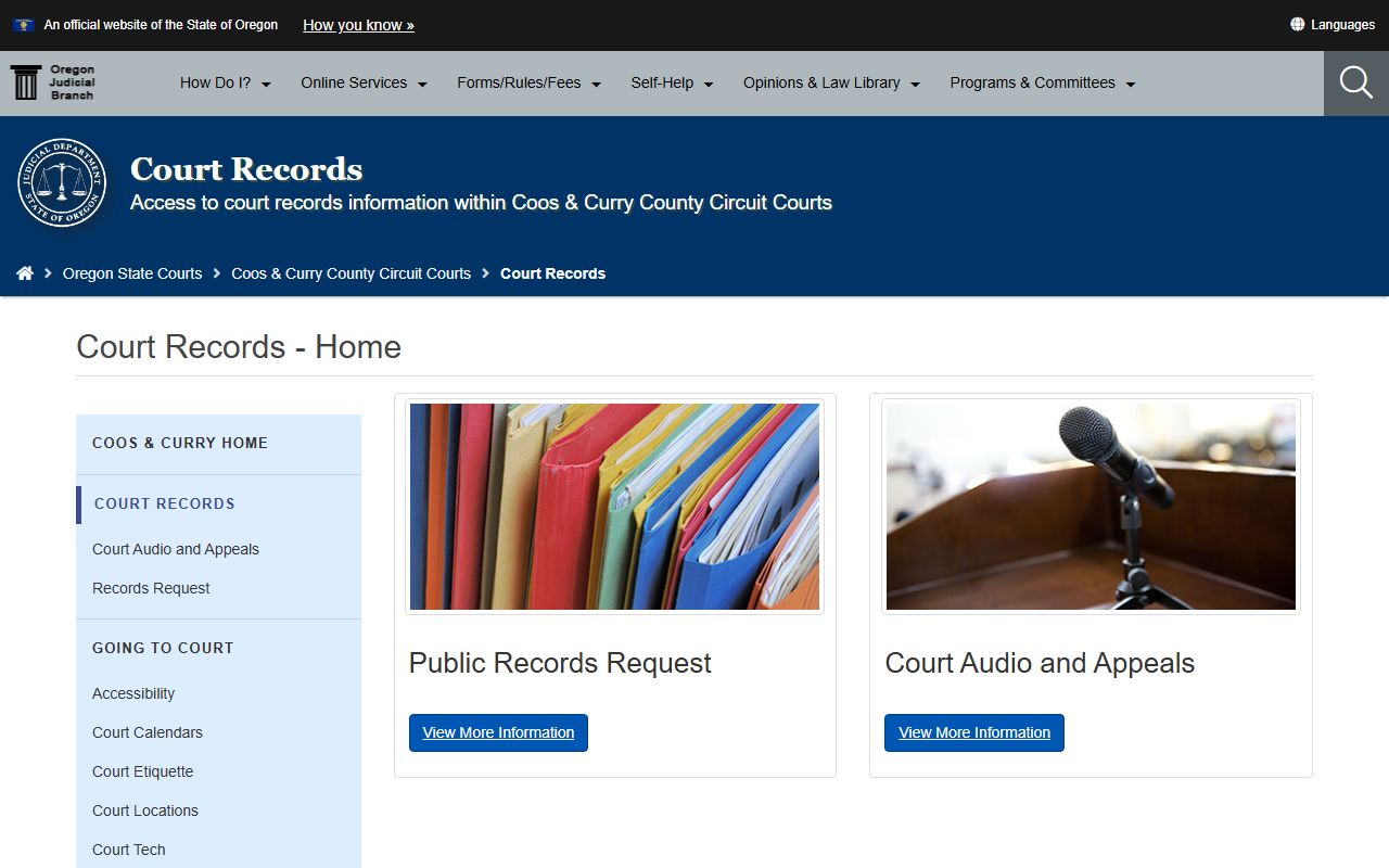 Coos County criminal records court page