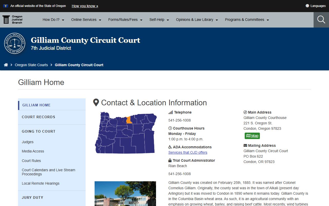 Gilliam County criminal records court page