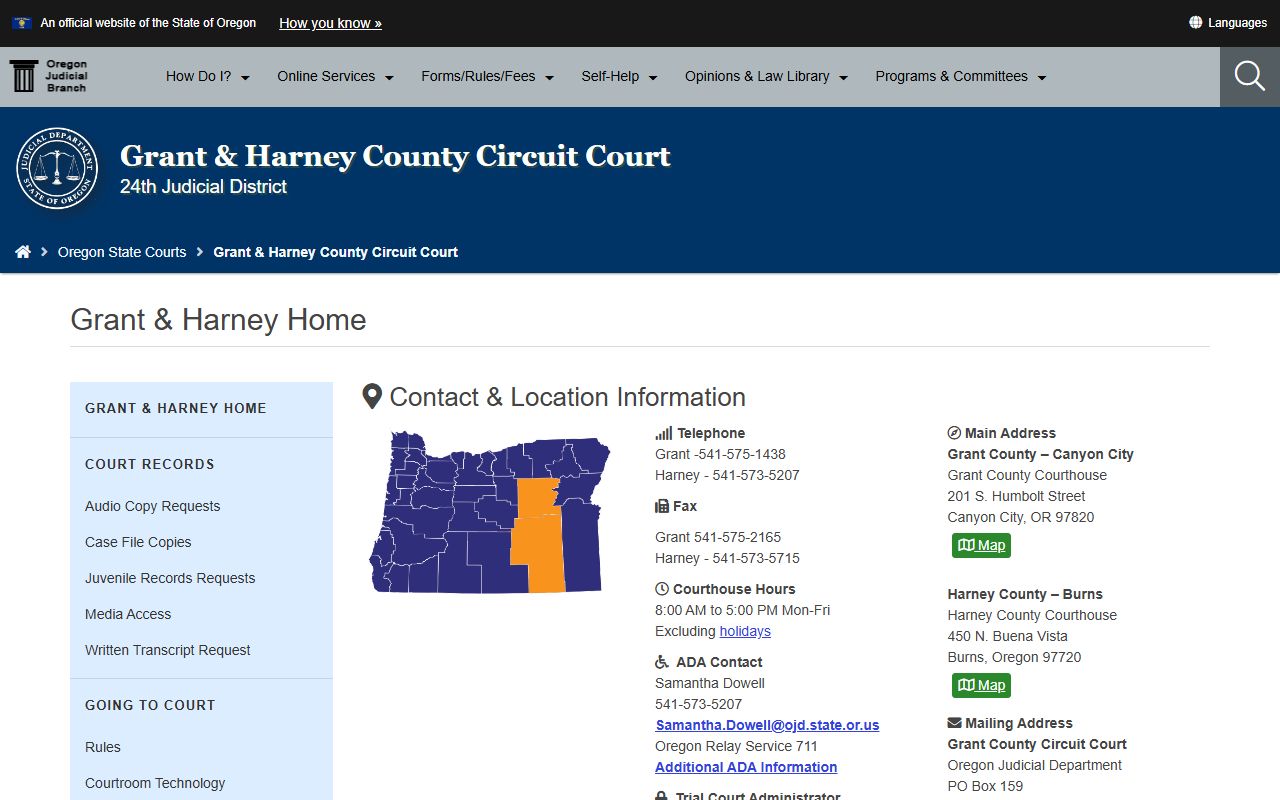 Grant County criminal records court page